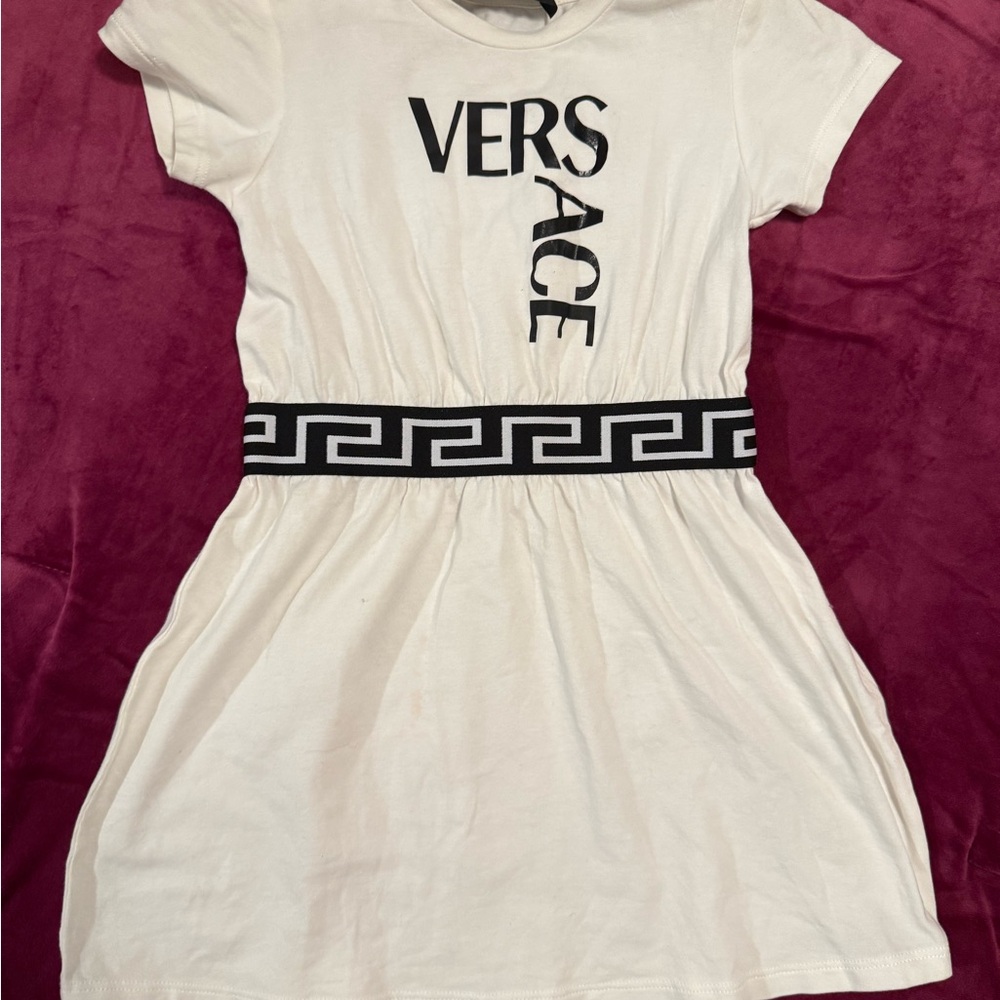 Versace White Dress with Black Belt